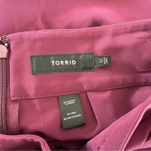 Torrid High Waisted Tie Front Paperbag Pant Trouser Burgundy Purple Size 12 - Picture 6 of 6